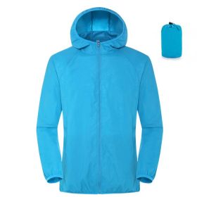 Summer Outdoor Sun Protection Clothing Women'S Lightweight Waterproof Windbreaker (Option: Sky Blue-XL)